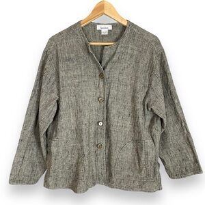Sangam Top Cotton Lagenlook‎ Jacket Shirt Button-Up Women Size Medium Pockets